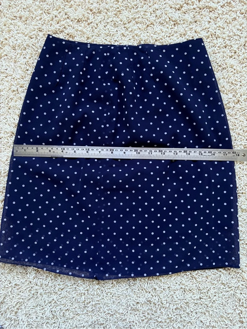 70’s Navy Polka Dot Sheer Peplum Skirt Suit Small Made in Japan